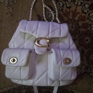Quilted White Chain-Handle Backpack Purse